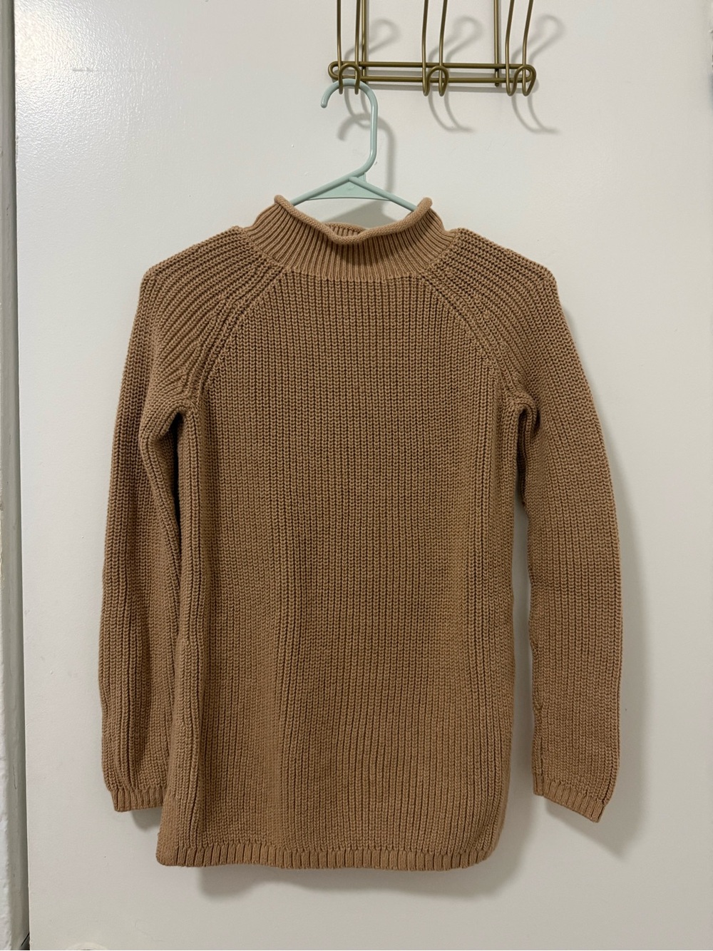 Talbots Desert Tan Ribbed Mock Neck Sweater